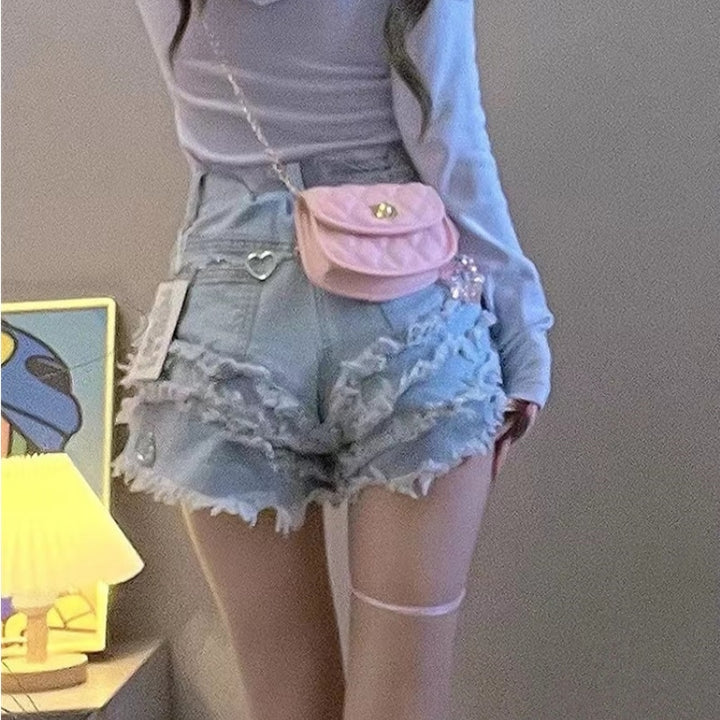 Sweet Lolita Denim Shorts With Chain - Juneptune