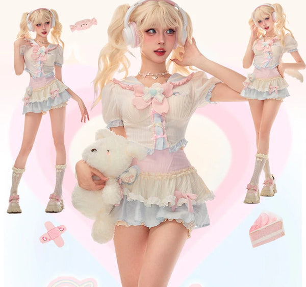 Strawberry Sugar-Doll Coquette Outfit Set