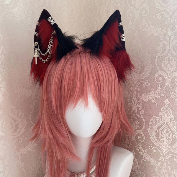 Gothic Lolita Cosplay Horn Wolf Ears With Chains - Juneptune