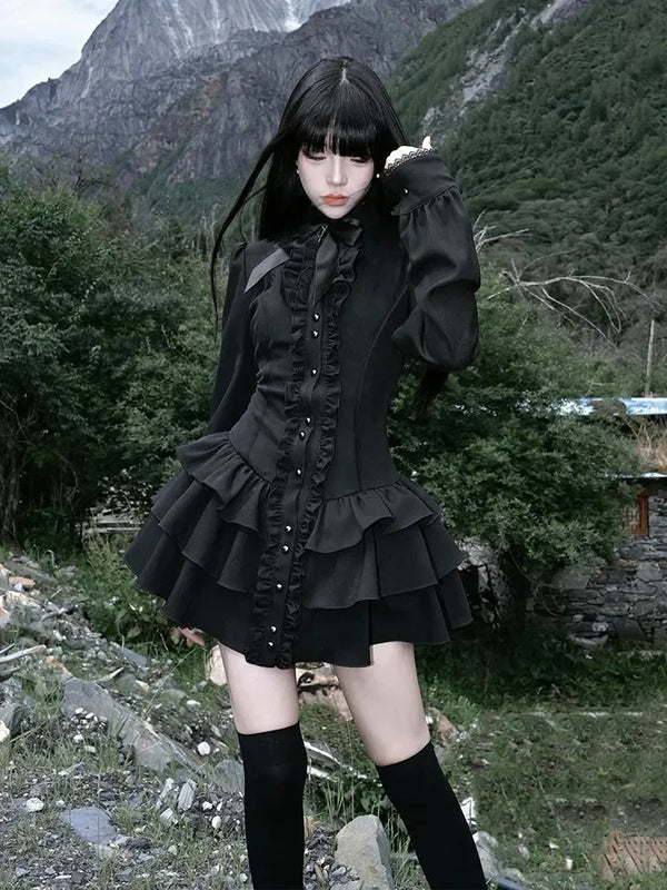 Dark Fairy Gothic Ruffle Dress