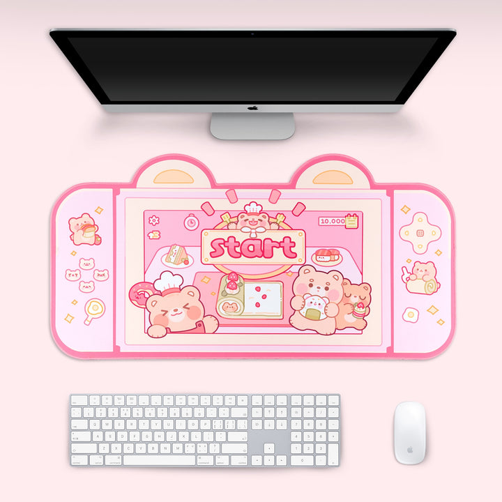 Kawaii Pink Bear With Ears Mouse Pad - Juneptune