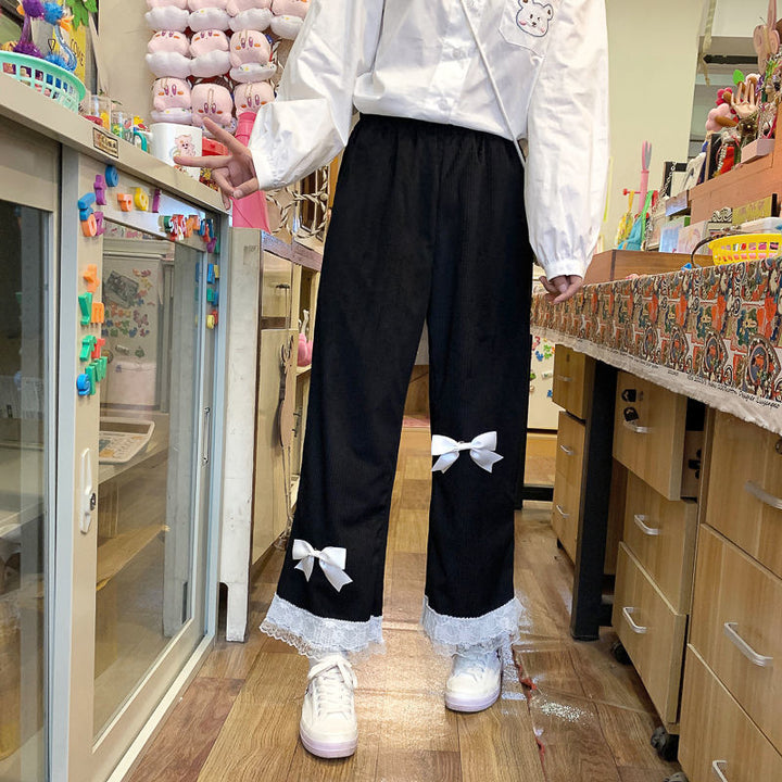 Kawaii Lolita High Waist Corduroy Pants - Juneptune