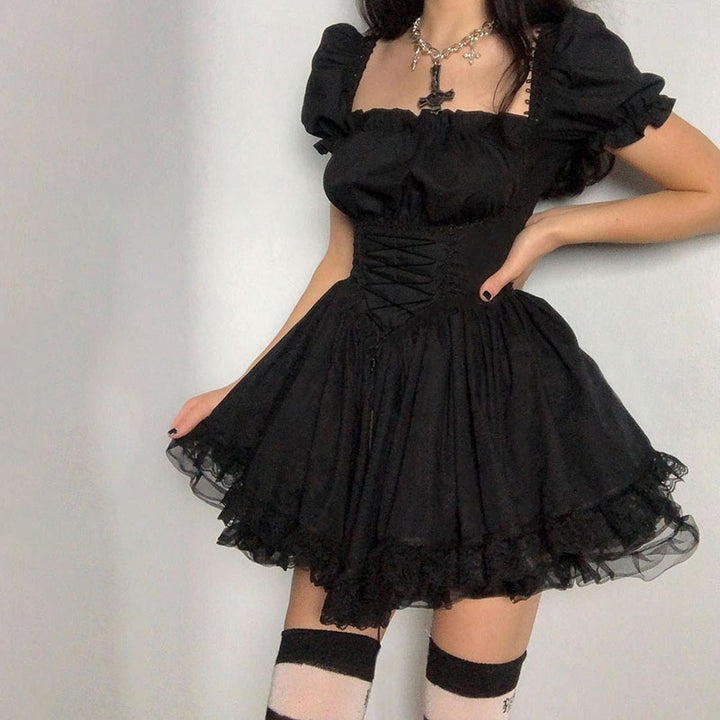 Gothic Black Lace Dress - Juneptune