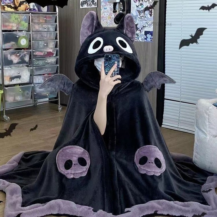 Kawaii Spooky Bat Black Cloak Pajama - Juneptune