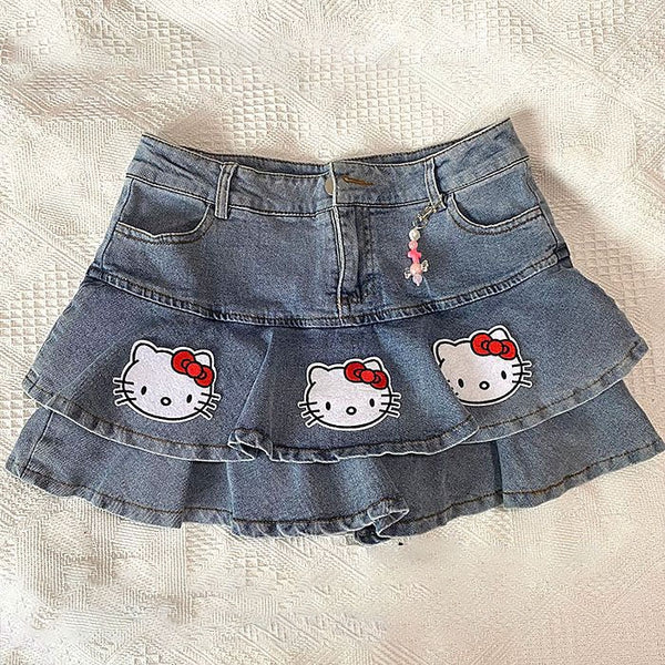 Sanrio Hello Kitty Denim Short Skirt - Juneptune