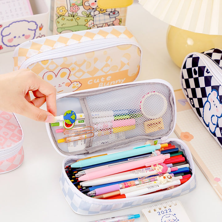 Kawaii Checkerboard Pencil Case - Juneptune