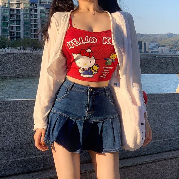 Sanrio Hello Kitty Cotton Crop Top - Juneptune