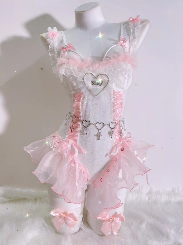 Baby Heart Princess Lace Dress Set