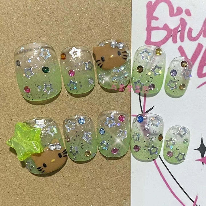 10pcs/Set Press-On Sanrio Hello Kitty False Nails - Juneptune