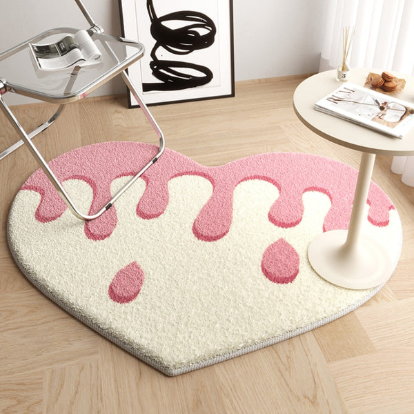 Peach Y2K Cute Heart Carpet - Juneptune