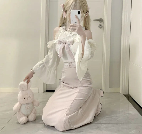 Soft Angelcore Ethereal Ribbon Mermaid Outfit Set