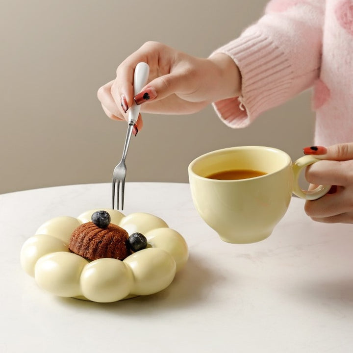 Cute Ceramic Cloud Mug With Plate - Juneptune