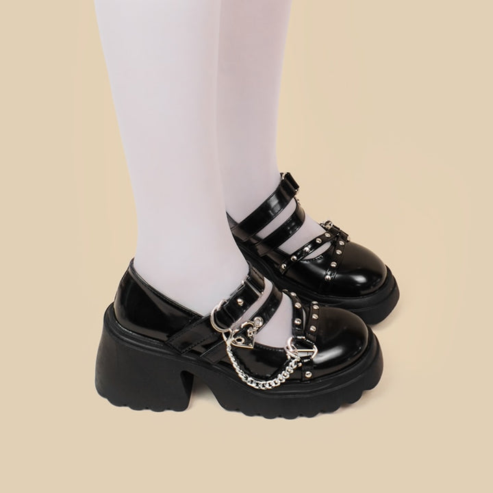 Gothic Lolita High Heel Black Shoes - Juneptune