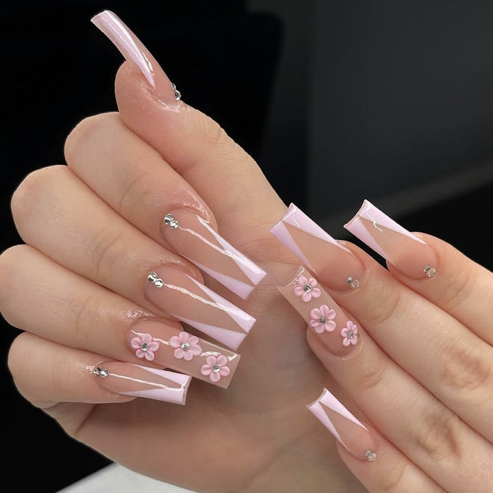 24pcs/Box Press On Long Aesthetic False Nails - Juneptune