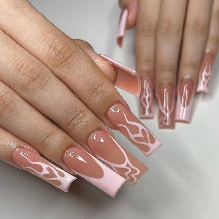 24pcs/Box Press On Long Aesthetic False Nails - Juneptune