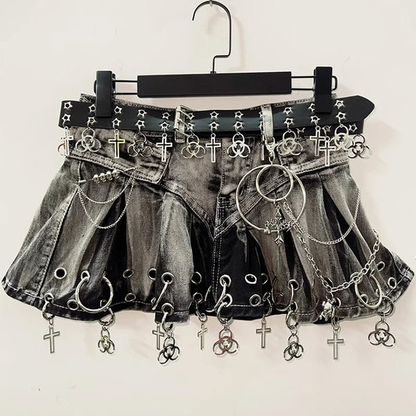 Cross Chained Skull Short Skirt