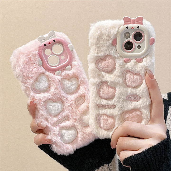 Kawaii Heart Fluffy iPhone Case - Juneptune