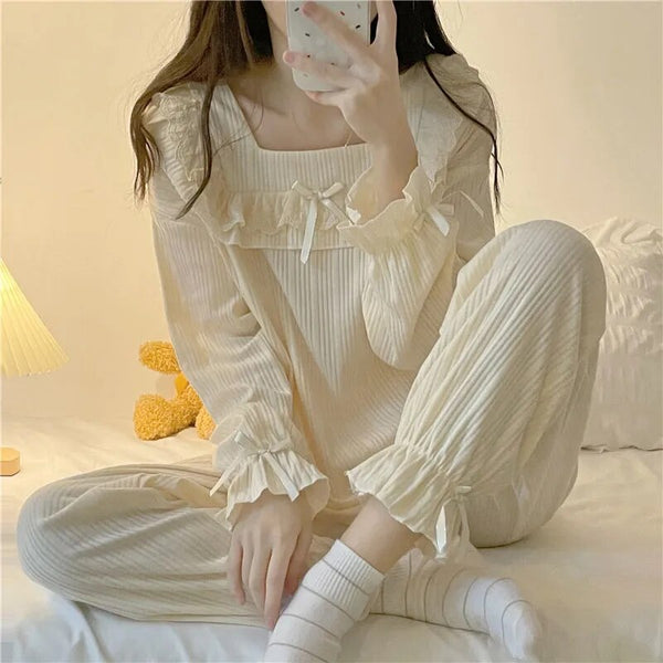 Coquette Beige Pajama Set