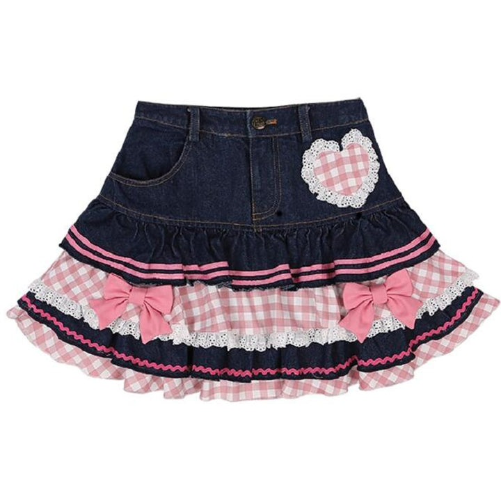 Lolita Kawaii Preppy Denim Skirt - Juneptune