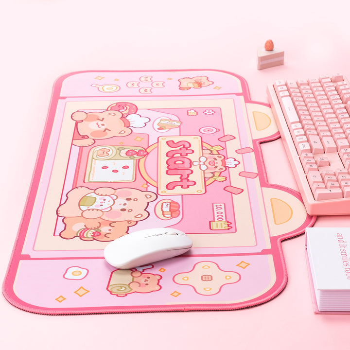 Kawaii Pink Bear With Ears Mouse Pad - Juneptune