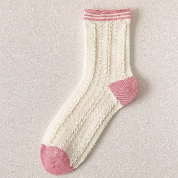 Kawaii Pink Floral Cotton Socks - Juneptune