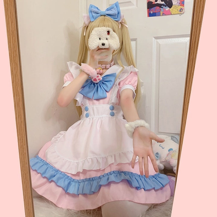 pastel maid dress Ayano Kimishima Women Blue Maid Dress Cosplay Costume