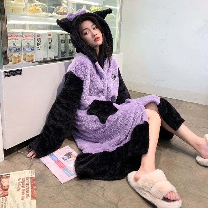 Sanrio Cute Fleece Pajama Nightgown - Juneptune