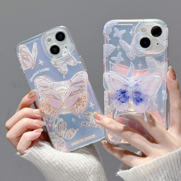 Aesthetic Glitter Butterfly iPhone Case With Grip - Juneptune