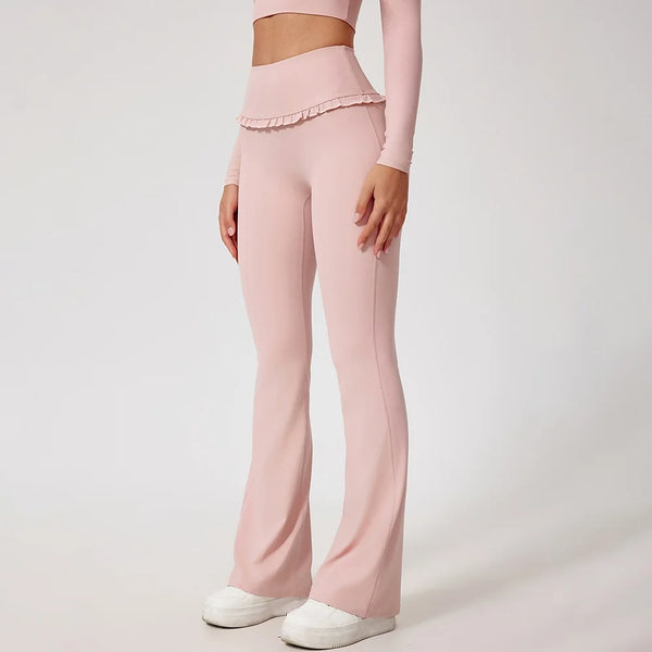 Lace Trim Active Flare Pants