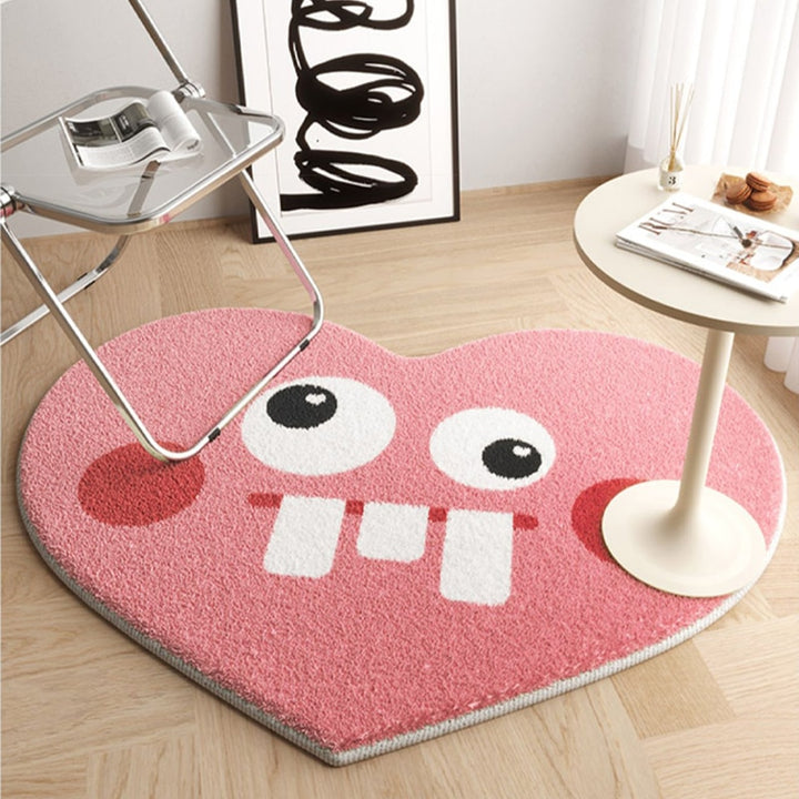 Peach Y2K Cute Heart Carpet - Juneptune