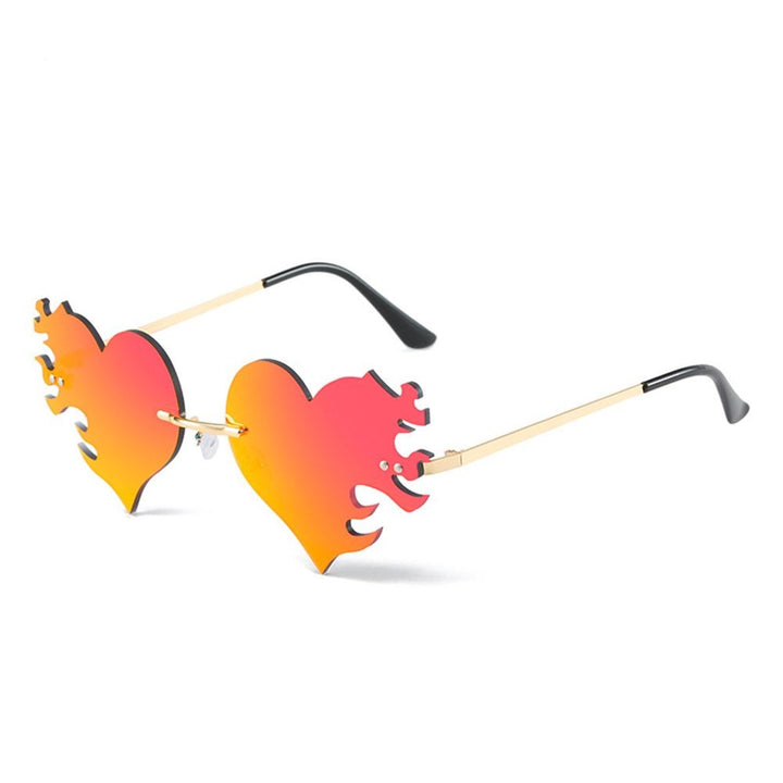 Aesthetic Fire Heart Shaped Sunglasses - Juneptune