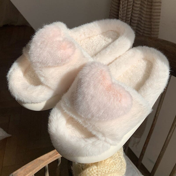 Fluffy Heart Slippers