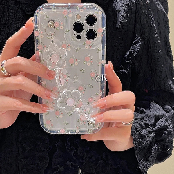 Clear Aesthetic Floral iPhone Case With Grip