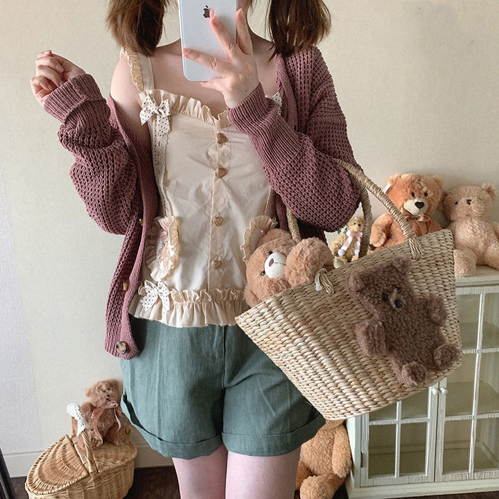 Sweet Lolita Bear Lace Tank Top - Juneptune