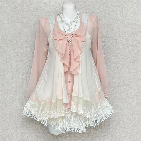 Peaches & Lace Soft-Coquette Outfit Set