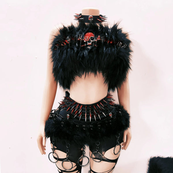 Infernal Spikes & Chains Fur Outfit Set