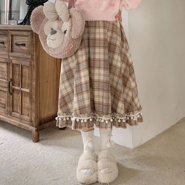 Caramel Plaid Cozy Cottage Skirt