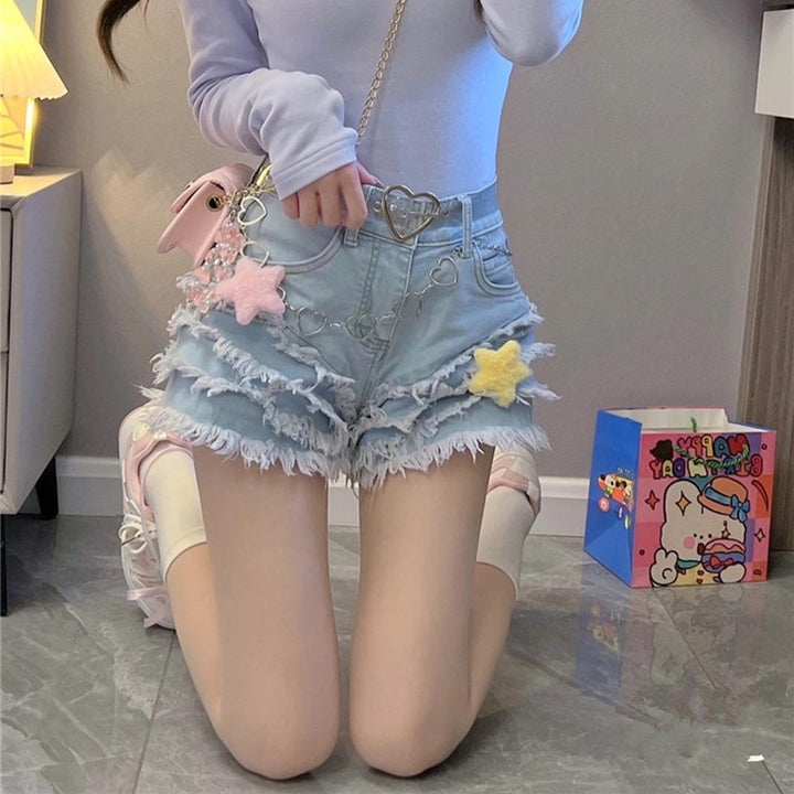 Sweet Lolita Denim Shorts With Chain - Juneptune