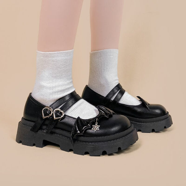 Gothic Lolita Black Mary Jane Shoes - Juneptune