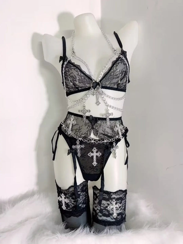 Moonlit Noir Lace Enchantress Outfit Set