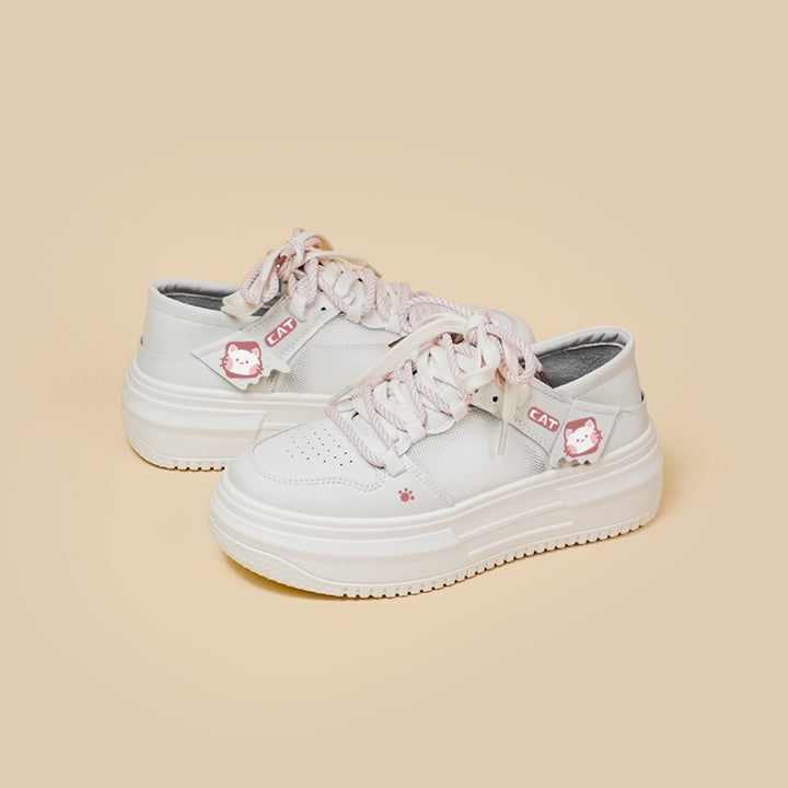 Kawaii Pink Cat Chunky Sneakers - Juneptune