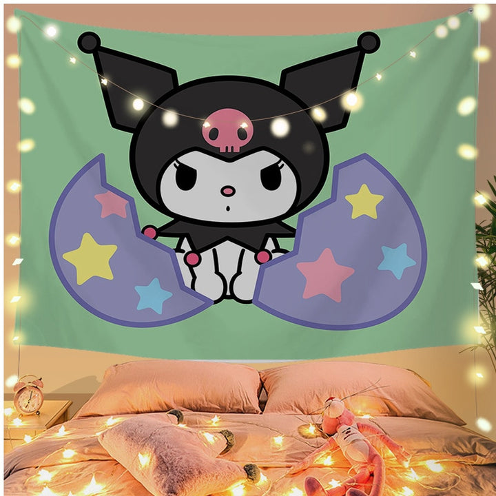 Sanrio Kawaii Kuromi Wall Decoration Tapestry - Juneptune