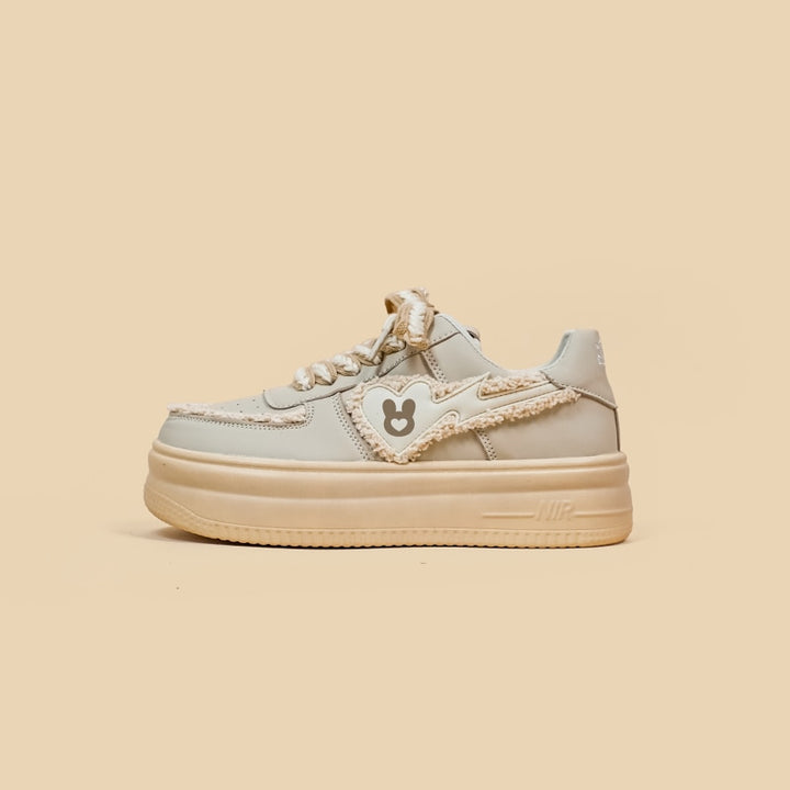 Kawaii Bunny Chunky Beige Sneakers - Juneptune