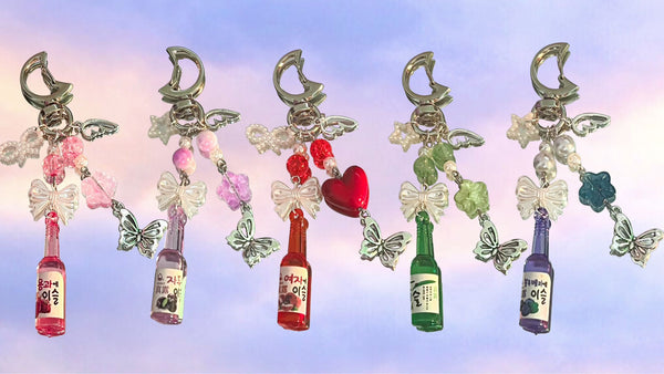 Pastel Soju Bottles Aesthetic Keychains