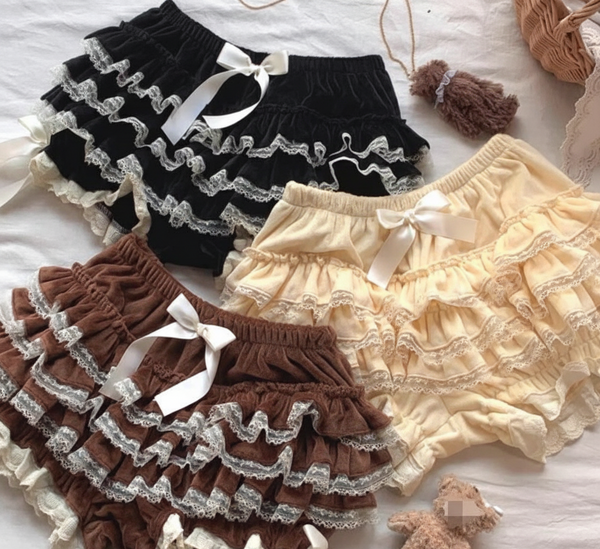 Sweet Ruffle Lace Bloomers Pumpkin Shorts