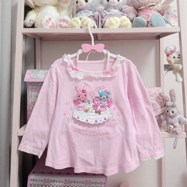 Pastel Bunny Tea Party Long Sleeve Top