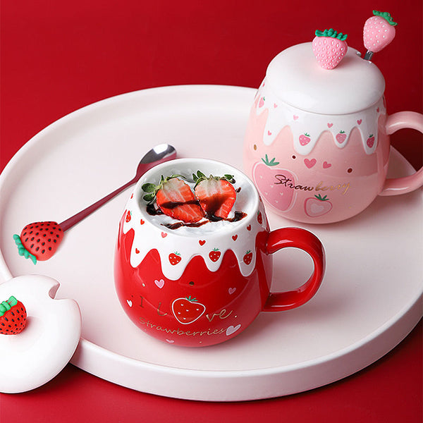 Cute Strawberry Ceramic Mug - Juneptune