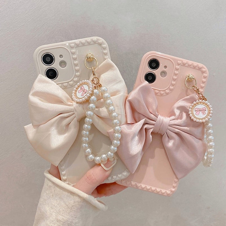 Aesthetic Coquette Ribbon iPhone Case With Bracelet - Juneptune