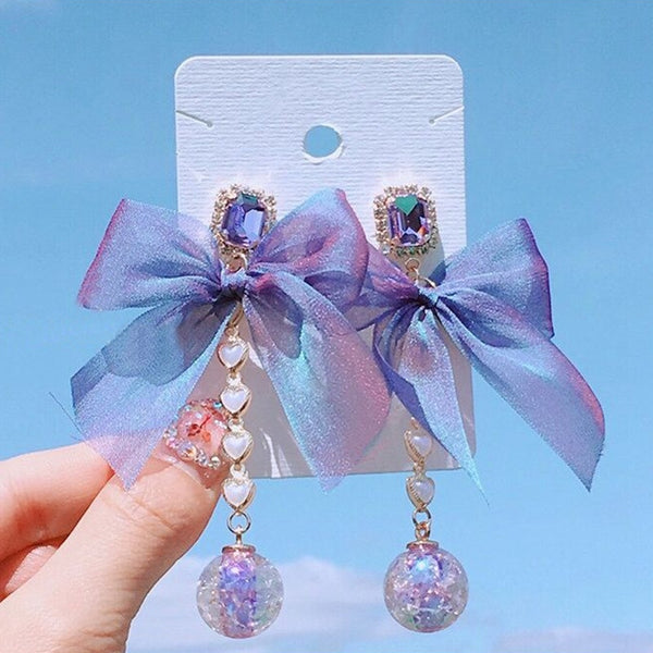 Y2K Korean Inspired Bow Earrings - Juneptune