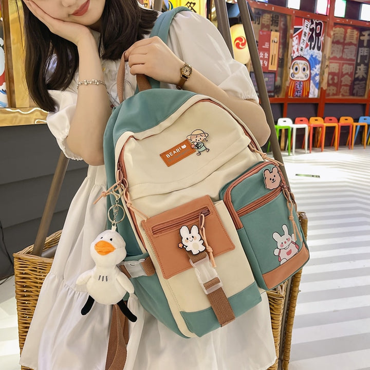 Kawaii Backpack With Pins And Keychain - Juneptune